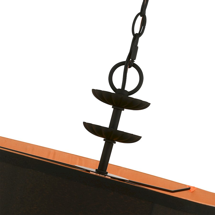 Livex Winchester 5 Light Pendant Chandelier, Black/Black/Orange