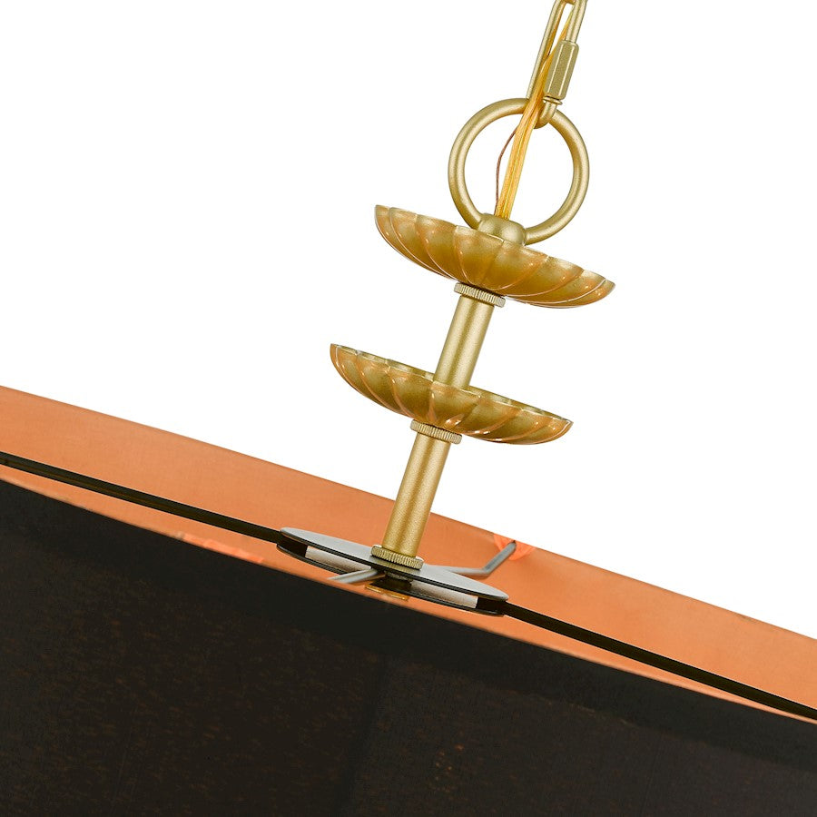 Livex Winchester 5 Light Pendant Chandelier, Gold/Black/Orange Inside