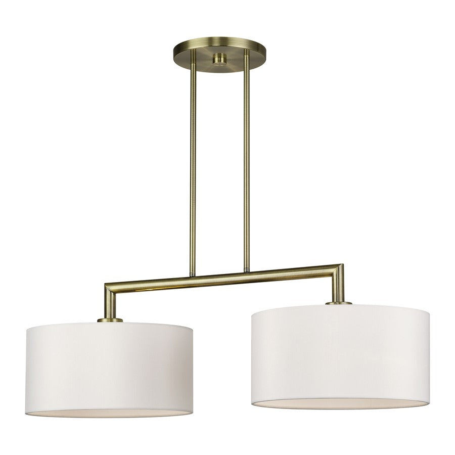 Livex Meridian 2Lt Large Chandelier, Brass/Off-White