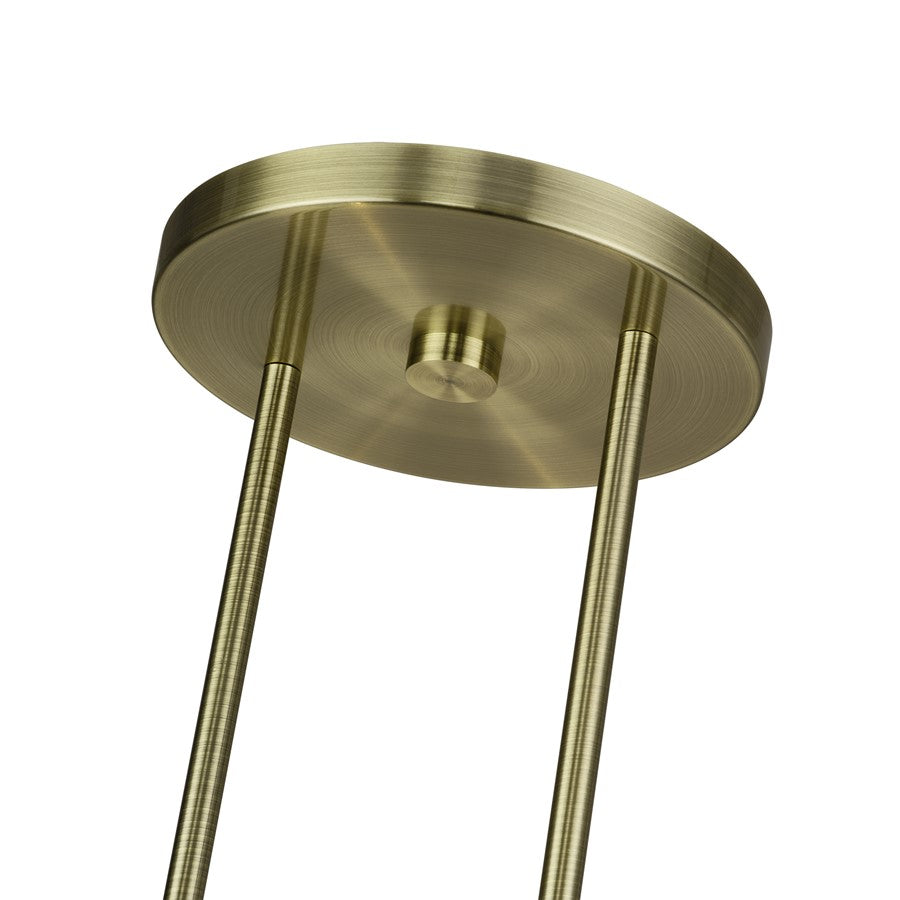Livex Meridian 2Lt Large Chandelier, Brass/Off-White