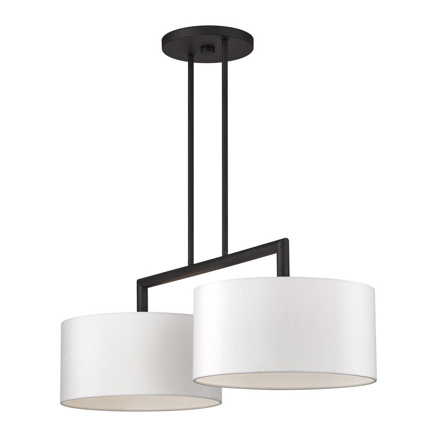 Livex Meridian 2Lt Large Chandelier, Black/Off-White