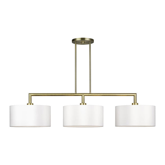 Livex Meridian 3Lt Extra Large Chandelier, Brass/Off-White - 45493-01