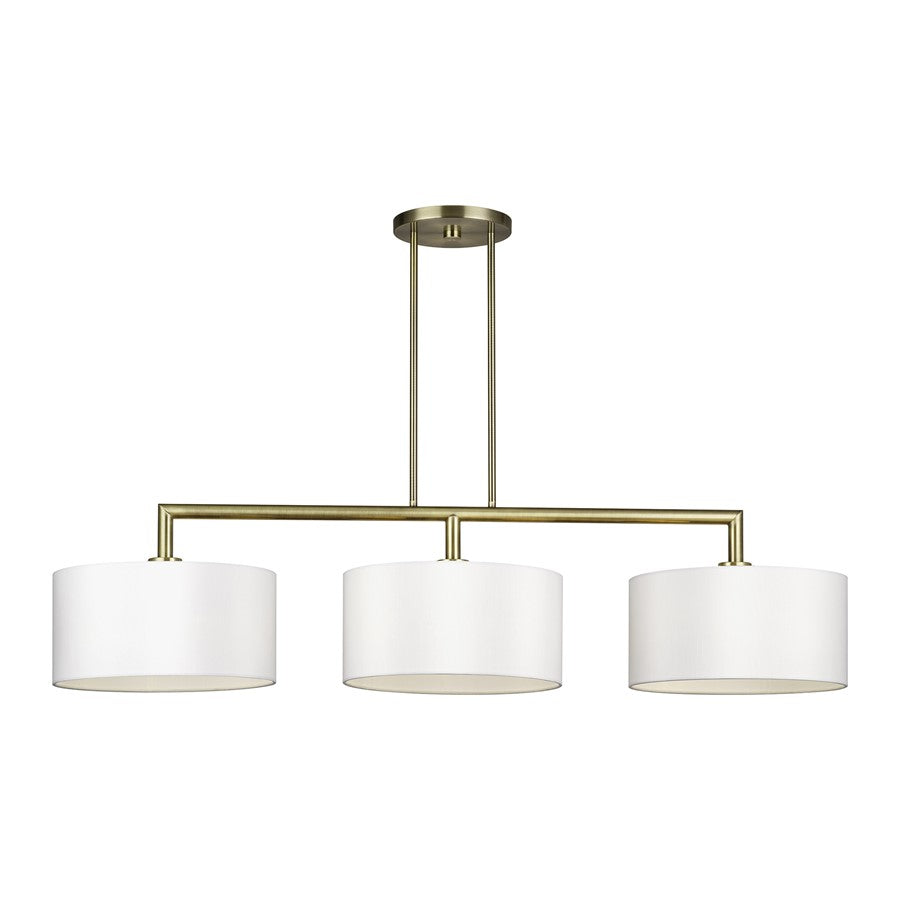 Livex Meridian 3Lt Extra Large Chandelier, Brass/Off-White