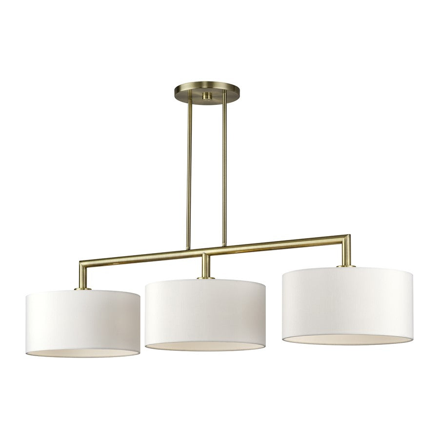 Livex Meridian 3Lt Extra Large Chandelier, Brass/Off-White