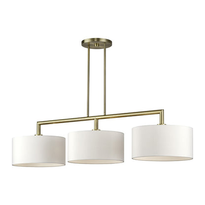 Livex Meridian 3Lt Extra Large Chandelier, Brass/Off-White