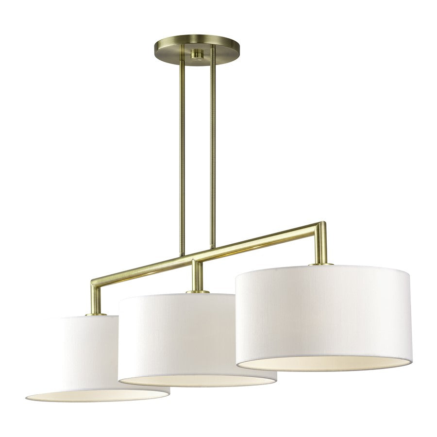 Livex Meridian 3Lt Extra Large Chandelier, Brass/Off-White