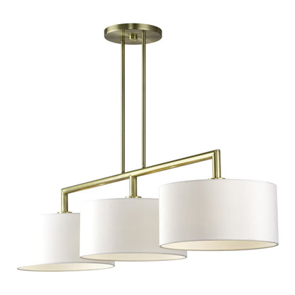 Livex Meridian 3Lt Extra Large Chandelier, Brass/Off-White
