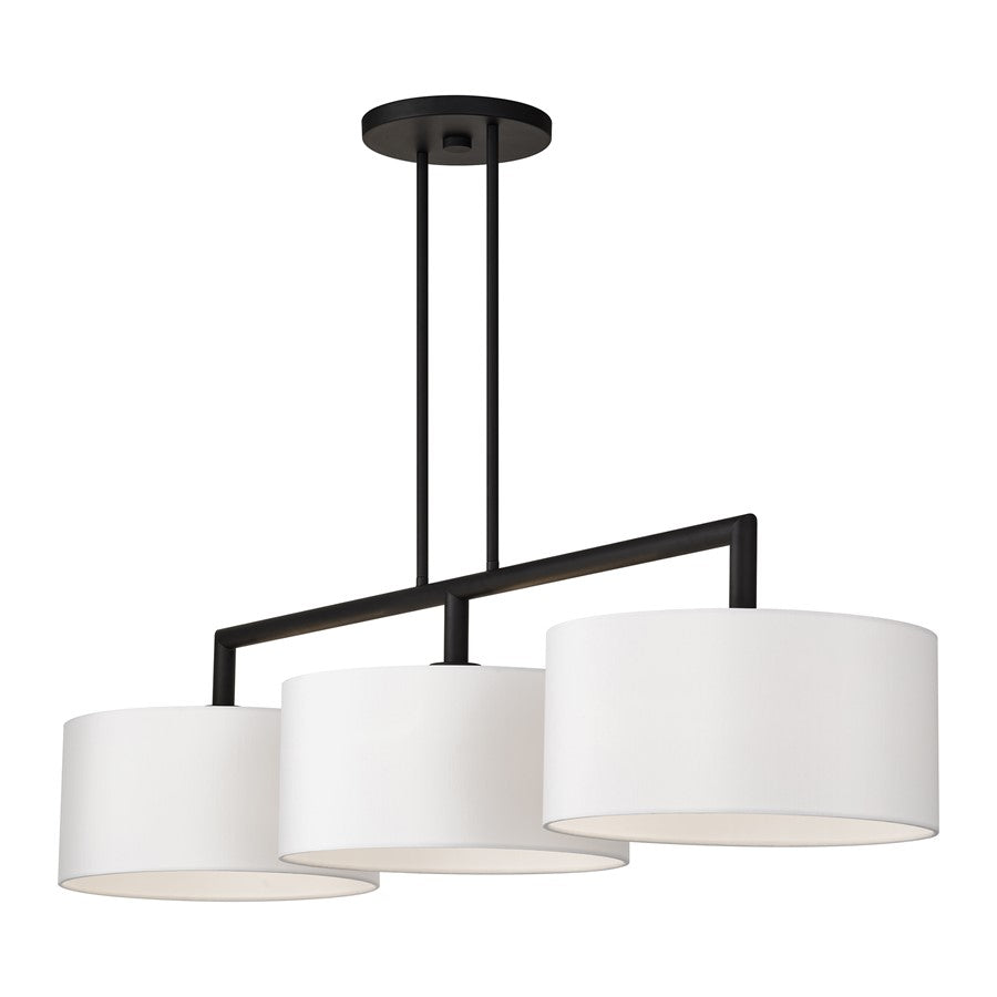 Livex Meridian 3Lt Extra Large Chandelier, Black/Off-White