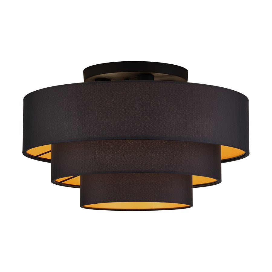 Livex Sentosa 4Lt Extra Large Semi-Flush, Black/Black/Orange - 45606-04