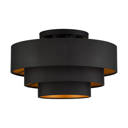 Livex Sentosa 4Lt Extra Large Semi-Flush, Black/Black/Orange