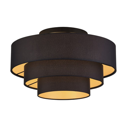 Livex Sentosa 4Lt Extra Large Semi-Flush, Black/Black/Orange