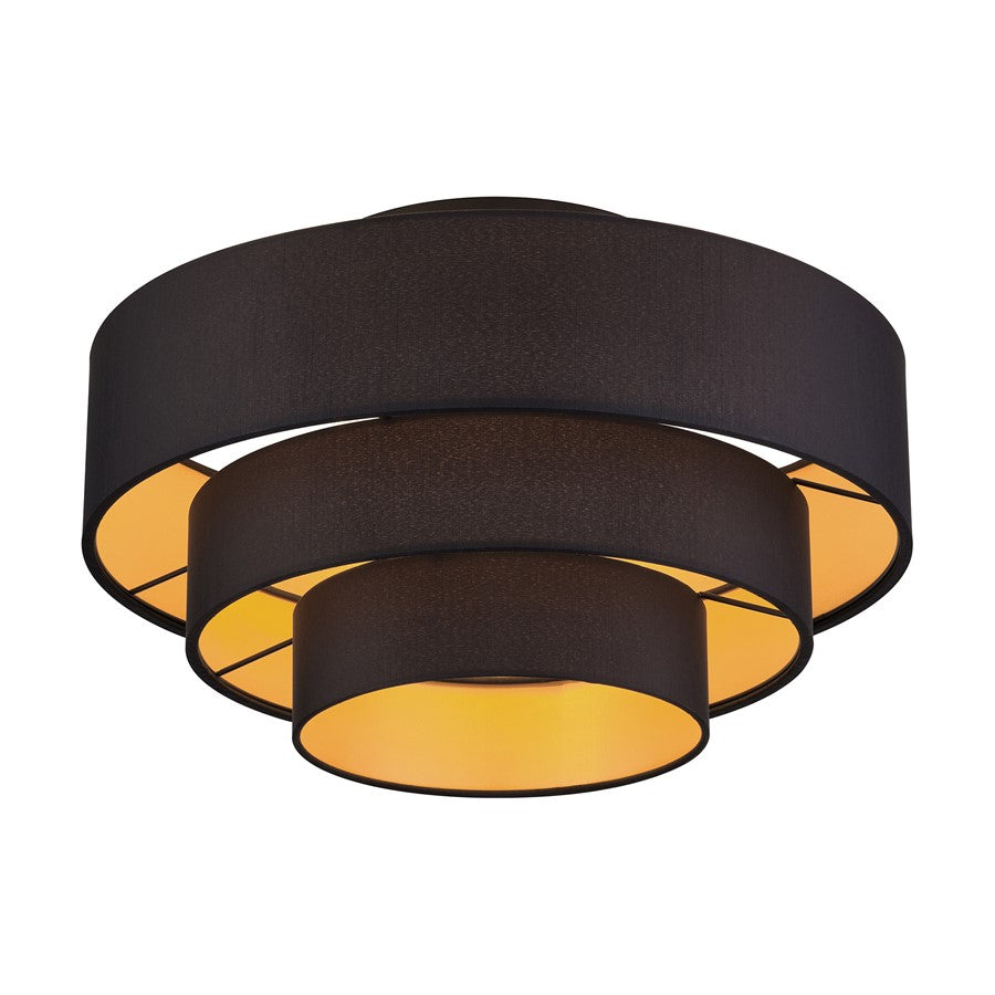 Livex Sentosa 4Lt Extra Large Semi-Flush, Black/Black/Orange