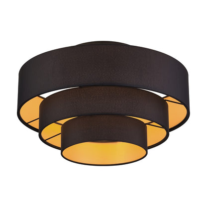 Livex Sentosa 4Lt Extra Large Semi-Flush, Black/Black/Orange