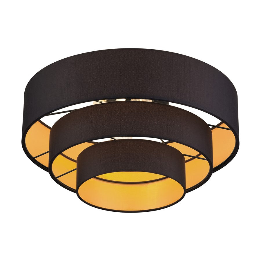 Livex Sentosa 4Lt Extra Large Semi-Flush, Black/Black/Orange
