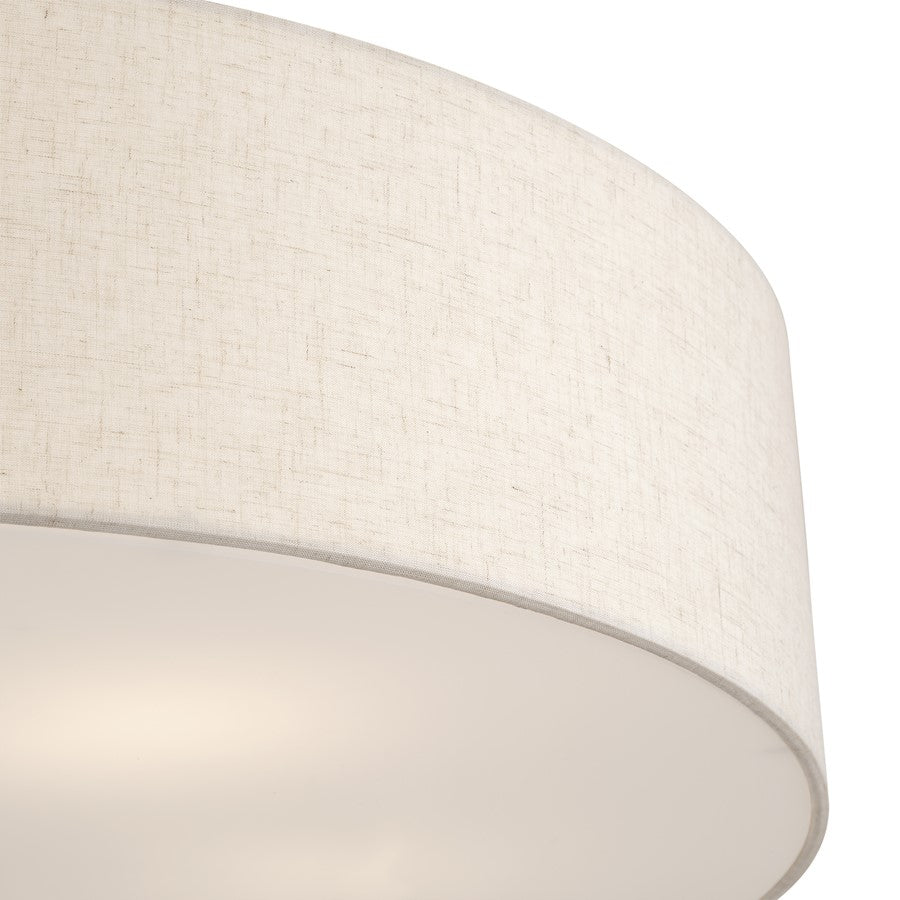 Livex Monroe 6Lt 11" Semi-Flush, Brass/Oatmeal/White