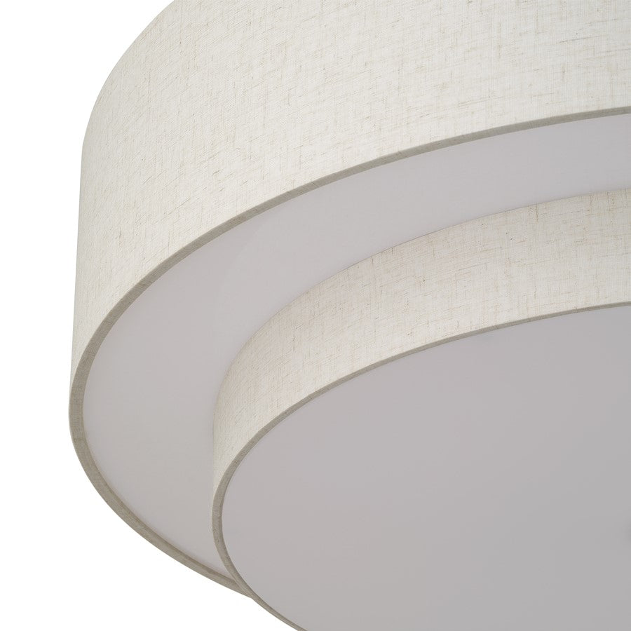 Livex Monroe 6Lt 14" Semi-Flush, Brass/Oatmeal/White