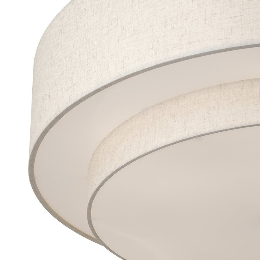 Livex Monroe 6Lt 14" Semi-Flush, Brass/Oatmeal/White