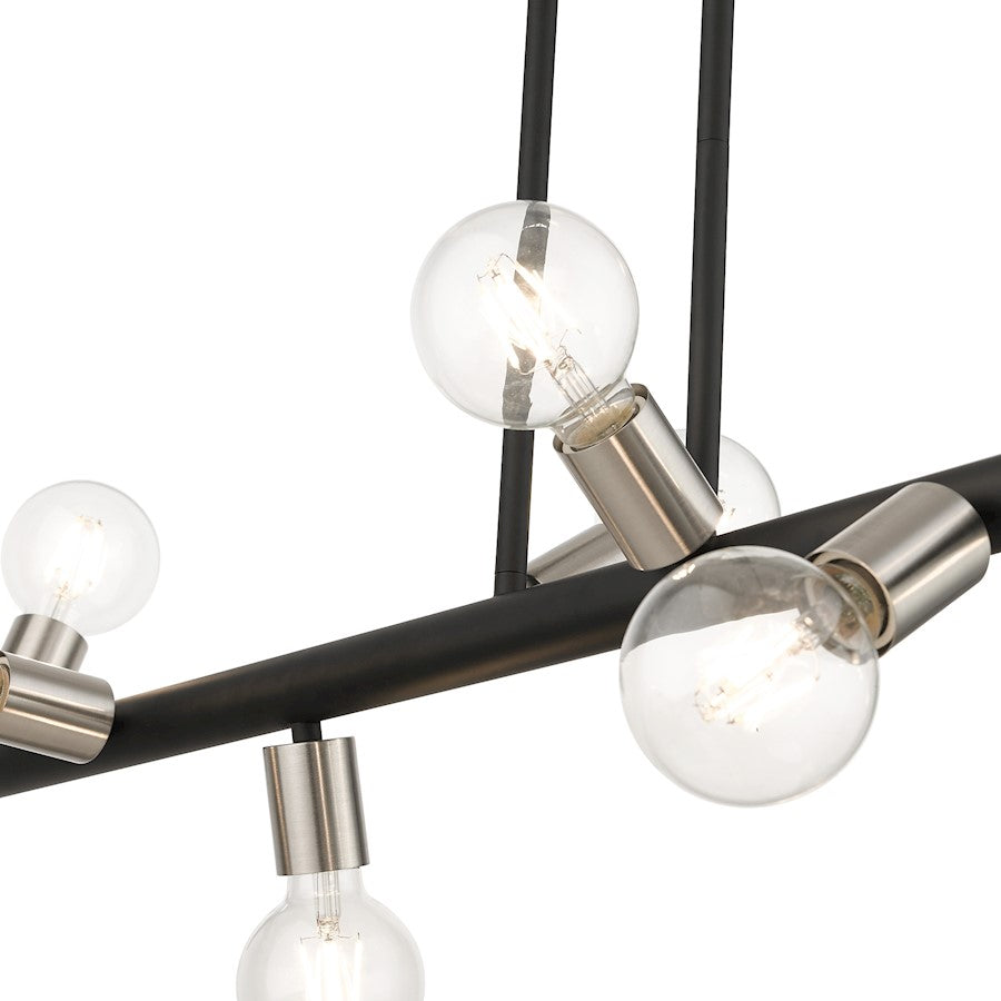 Livex Bannister 8 Light Large Linear Chandelier, Black/Brushed Nickel