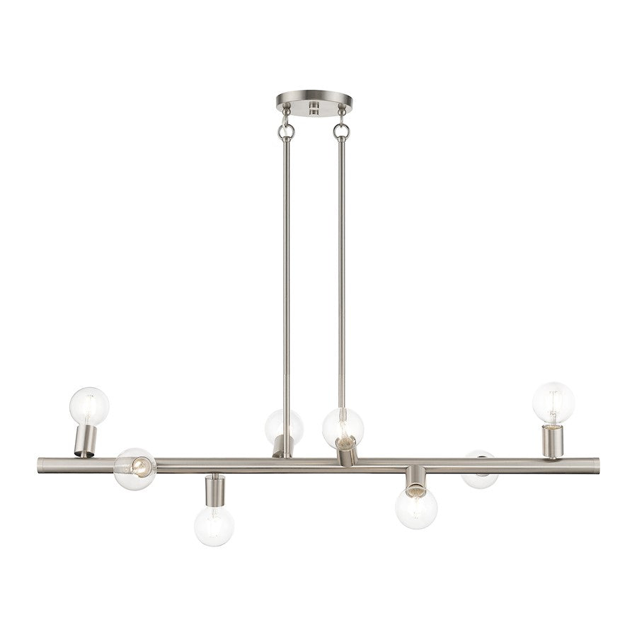 Livex Bannister 8 Light Large Linear Chandelier, Brushed Nickel