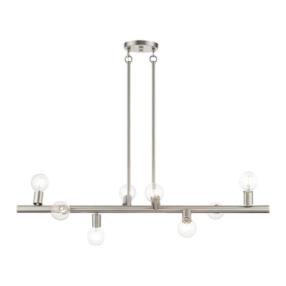 Livex Bannister 8 Light Large Linear Chandelier, Brushed Nickel