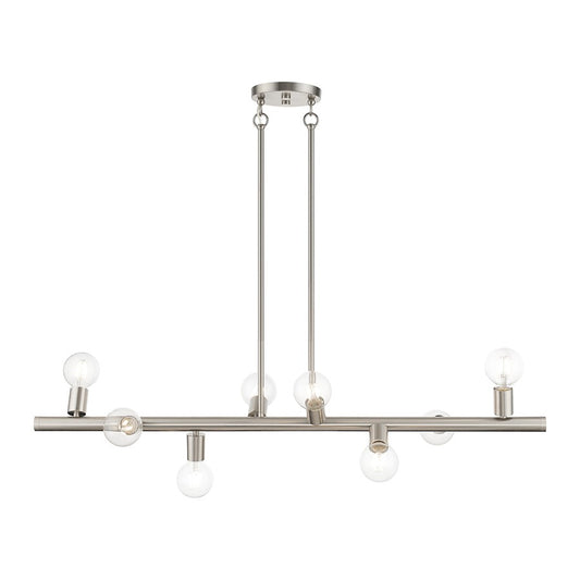 Livex Bannister 8 Light Large Linear Chandelier, Brushed Nickel