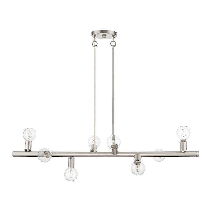 Livex Bannister 8 Light Large Linear Chandelier, Brushed Nickel