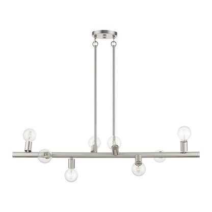 Livex Bannister 8 Light Large Linear Chandelier, Brushed Nickel