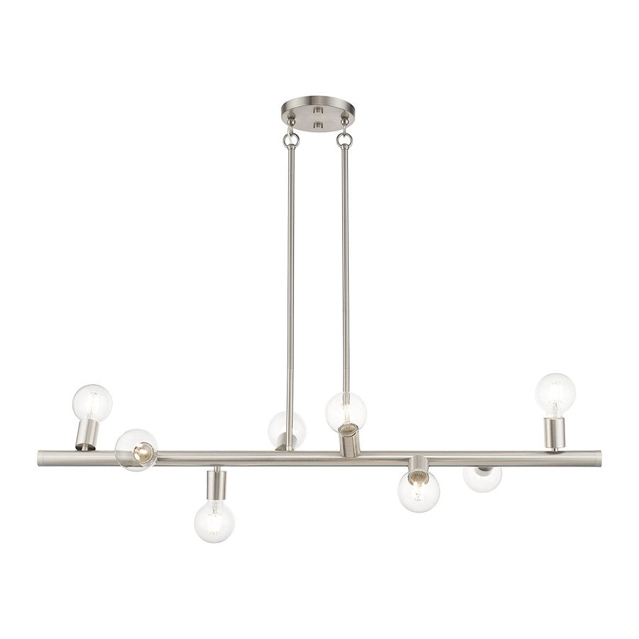 Livex Bannister 8 Light Large Linear Chandelier, Brushed Nickel