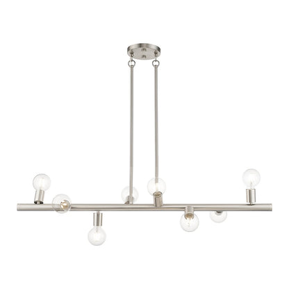 Livex Bannister 8 Light Large Linear Chandelier, Brushed Nickel