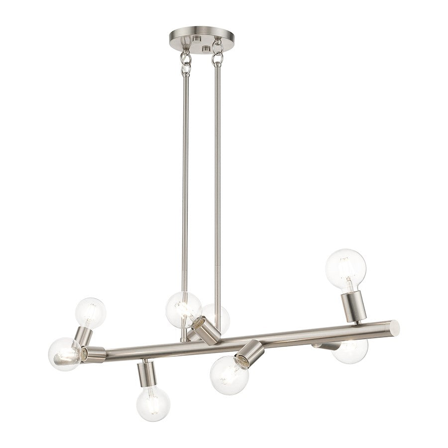 Livex Bannister 8 Light Large Linear Chandelier, Brushed Nickel