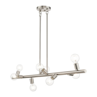 Livex Bannister 8 Light Large Linear Chandelier, Brushed Nickel