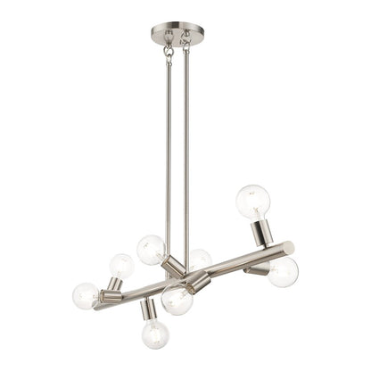 Livex Bannister 8 Light Large Linear Chandelier, Brushed Nickel