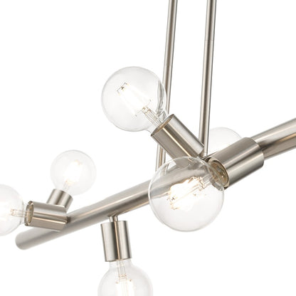 Livex Bannister 8 Light Large Linear Chandelier, Brushed Nickel