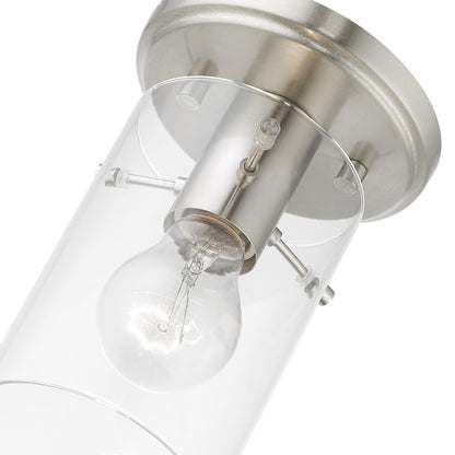 Livex Munich 1 Light Flush Mount, Brushed Nickel/Clear