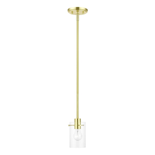 Livex Munich 1 Light Single Pendant, Satin Brass/Clear