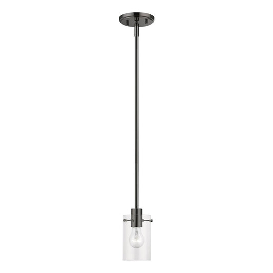 Livex Munich 1 Light Single Pendant, Black Chrome/Clear