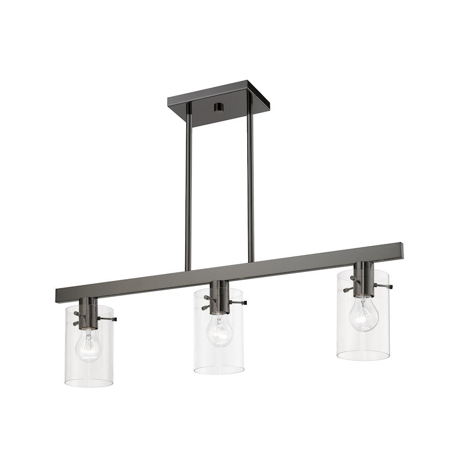 Livex Munich 3 Light Linear Chandelier, Black Chrome/Clear