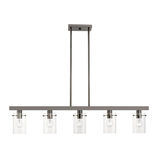 Livex Munich 5 Light Linear Chandelier, Black Chrome/Clear