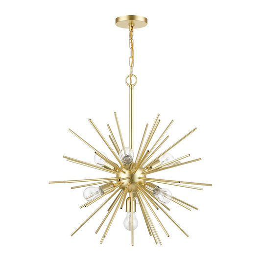 Livex Tribeca 7 Light Pendant Chandelier, Soft Gold/Brass/Iron