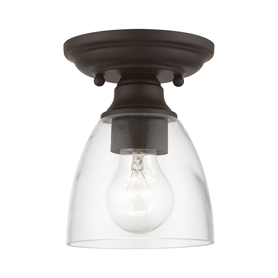 Livex Montgomery 1 Light Petite Semi-Flush, Bronze/Clear