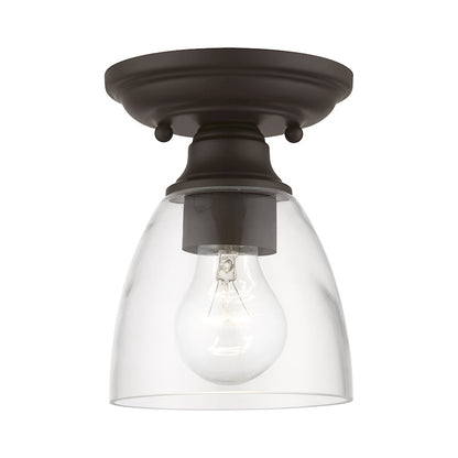 Livex Montgomery 1 Light Petite Semi-Flush, Bronze/Clear