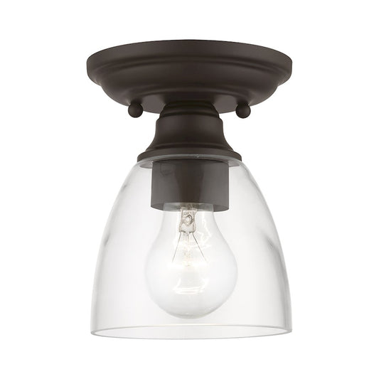 Livex Montgomery 1 Light Petite Semi-Flush, Bronze/Clear