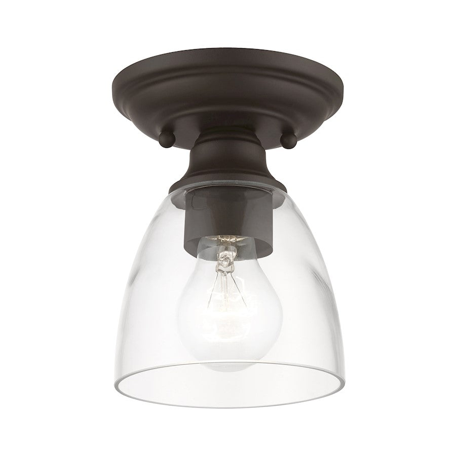 Livex Montgomery 1 Light Petite Semi-Flush, Bronze/Clear