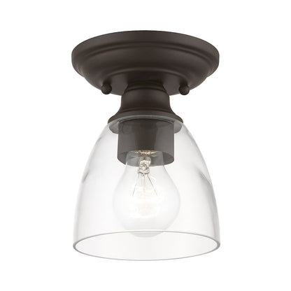 Livex Montgomery 1 Light Petite Semi-Flush, Bronze/Clear