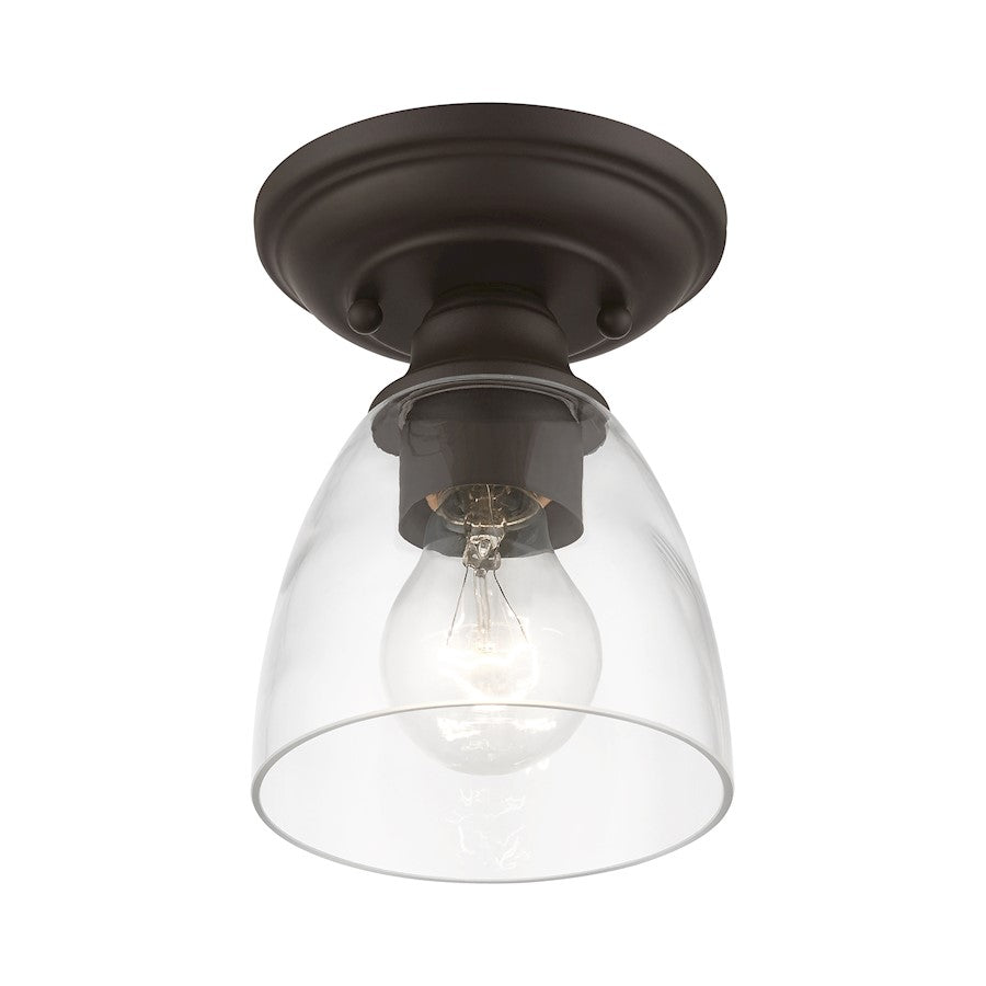 Livex Montgomery 1 Light Petite Semi-Flush, Bronze/Clear