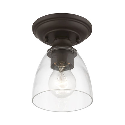 Livex Montgomery 1 Light Petite Semi-Flush, Bronze/Clear