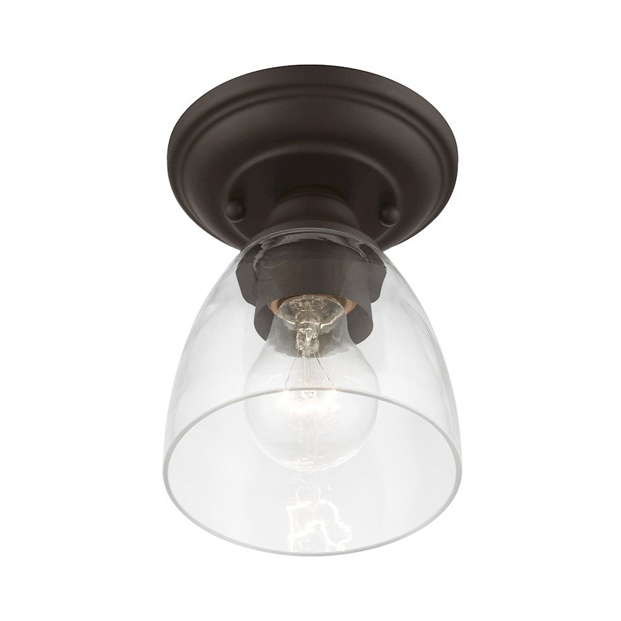 Livex Montgomery 1 Light Petite Semi-Flush, Bronze/Clear