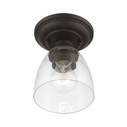 Livex Montgomery 1 Light Petite Semi-Flush, Bronze/Clear