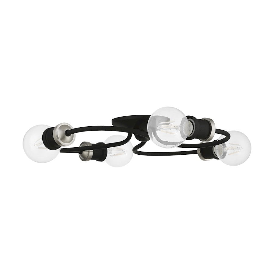 Livex Bromley 4 Light Large Flush Mount, Black/Brushed Nickel
