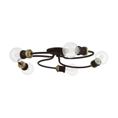Livex Bromley 5 Light Large Flush Mount, Bronze/Antique Brass